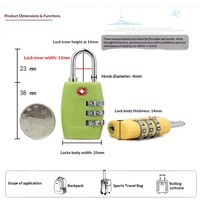 Serrure à combinaison TSA en matériau PC, style américain, fabriquée en Chine, TSA335, serrure à glissière pour bagages de voyage