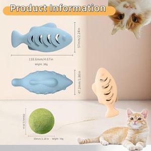 Silicone Fish Cat Toy Fish <b>Bites</b> Chew Toy For Cats Interactive Pet Toy Light Blue 38g - Product Image 3