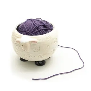 Custom ceramic wool bowl sheep pattern knitting accessories