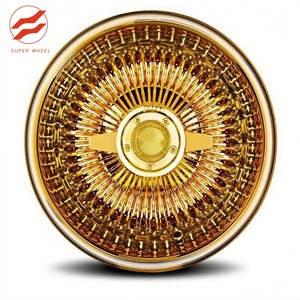 Jantes en acier doré de luxe SW 13x7 100 Straight Lace Reverse All Gold, avec moyeu rotatif doré, 5, 6 ou 7 trous pour Chevrolet <span class=keywords><strong>Oldsmobile</strong></span> - Product Image 3