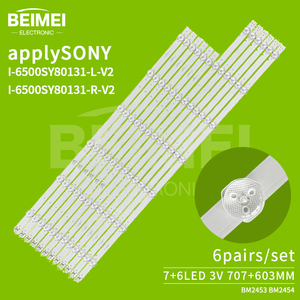 Bande lumineuse pour téléviseur <span class=keywords><strong>Sony</strong></span> <span class=keywords><strong>KD</strong></span>-65X8000G Barre lumineuse I-6500SY80131-L-V2 I-6500SY80131-R-V2 7+6led 3V 6 paires/ensemble - Product Image 2