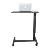 Table d'appoint mobile de bureau pour ordinateur portable, style moderne et simple, avec ressort à gaz réglable et roulettes, hauteur confortable pour chambre à coucher