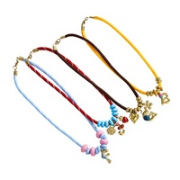 Collier ras du cou en corde tressée en gros, avec breloque lettre alphabet en émail en acier inoxydable, cordon réglable pour femmes, cadeaux bijoux