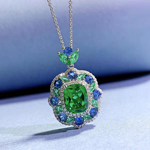 S925 joyería de plata 9*11mm simulación verde turmalina colgante collar Europa y América - Product Image 2