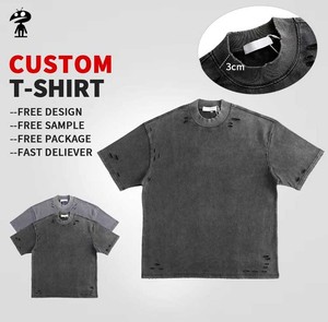 Camisetas Personalizadas para Hombre, 300 g/m², Talla Grande, 100% Algodón, Lavado Ácido, Impresión Serigrafiada, Corte Cuadrado - Product Image 2
