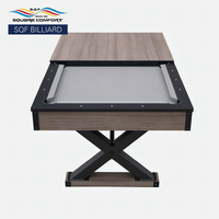 S.Q.F 8ft Indoor Home Pool Table Fashion Metal X-Shape Leg MDF Fonction 2 en 1 pour les jeux et les loisirs en famille