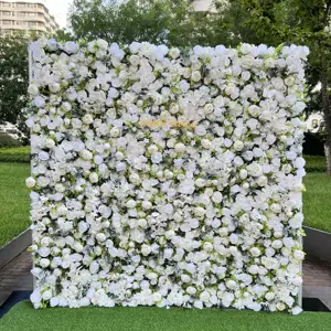 C-FW023 Kain 3D Buatan Hitam Sutra Bunga Mawar Latar Belakang Panel Dinding Gaya Ins untuk Pernikahan Dekorasi Pesta Rumah