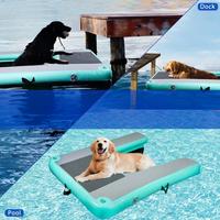 Plateforme flottante gonflable pour animaux de compagnie, jouet aquatique essentiel pour la famille, plateforme d'escalade pour chiens avec rampe de bateau pour la baignade dans les lacs