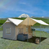 Tente gonflable portable pour 3-4 personnes, quatre saisons, imperméable, en tissu Oxford, triangulaire, rectangulaire, protection UV, tente pop-up pour l'extérieur