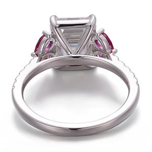 แหวนทองคำขาวแท้ 18K 14K 10K ประดับมรกต มอยส์ซาไนต์ และพลอยสีชมพู แหวนแฟชั่นดีไซน์เนอร์สำหรับสุภาพสตรีสำหรับงานปาร์ตี้ - Product Image 2