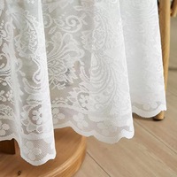 Nappe ronde en tissu style campagne française avec dentelle, bordure en feuille de lotus, nappe simple anti-brûlure