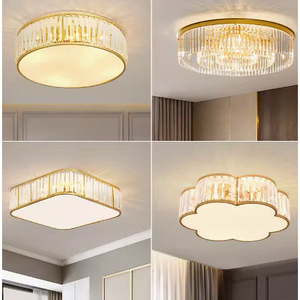 Plafonnier LED en cristal de luxe moderne pour chambre à coucher, salon, entrée, balcon, couloir avec corps de lampe en cuivre, style minimaliste - Product Image 2