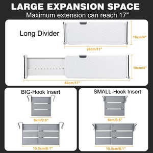 Paquete de 5 Separadores de Cajones Rectangulares Plegables Ajustables de Plástico Ecológico, Organizador de Joyas Expandible de 4 Pulgadas de Alto - Product Image 2