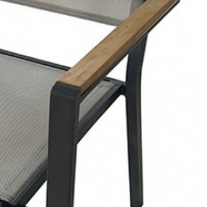 Uplion Modern Design Metal <b>Frame</b> Chair with <b>Oak</b> Wood Armrest Comfortable Outdoor Patio Garden Dining Furniture for Park Villa - Product Image 3