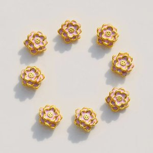 Cloisonne Flower Loose Beads Pink <b>Red</b> Lotus Zinc Alloy Sand Gold Plating DIY Jewelry Making <b>Materials</b> Spring 2024 - Product Image 4