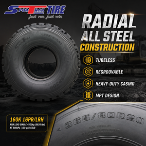 ยางรถบรรทุกออฟโรด SPORTRAK SP309 <span class=keywords><strong>365</strong></span> 80R20 MPT ยางเรเดียลเหล็กทั้งหมดสำหรับยานพาหนะพิเศษและยานพาหนะก่อสร้าง - Product Image 4