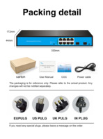 8- Port RJ45 Web Management 2 SFP Enterprise Switch, RSTP Ring Network, Casing Baja, Catu Daya Terintegrasi 4K VLAN