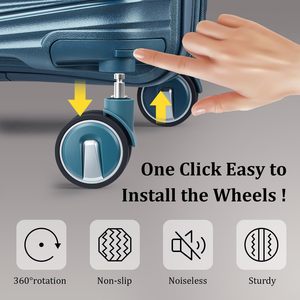 Lots de bagages en gros – Valises rigides en PP gris à coque côtelée, testées par un tiers, assortiment en stock - Product Image 3