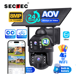 4K Caja de metal IP66 Dual Len AOV 4G Cámara solar PTZ Gran angular Panorámica 24/7 Grabación a tiempo completo Detección humana Cámara CCTV - Product Image 1