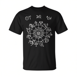 T-shirt d'astrologie avec signes du zodiaque, design horoscope, vêtements unisexes en coton noir - Product Image 2
