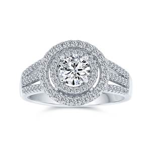 Anello di Fidanzamento e Matrimonio in Argento Sterling 925 con Doppio Halo Solitario, Anello <span class=keywords><strong>Morgan</strong></span> per Donne - Product Image 2