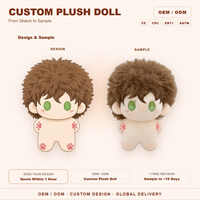 Mini poupée en peluche personnalisée, cheveux bruns duveteux, yeux verts, objet de collection, cadeau pour fans, vente en gros