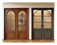 Porte intérieure moderne sur mesure en bois massif double, insonorisée, ignifuge, avec verre dépoli, pré-montée, pour bureau ou chambre.
