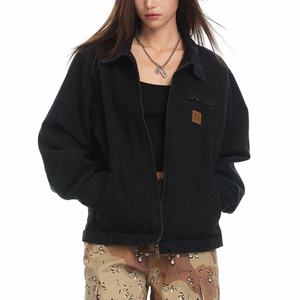 Chaquetas Vaqueras Negras Personalizadas para Mujer, Chaqueta de Algodón de Alta Calidad, Estilo Boyfriend, Lavado Vintage, Holgada - Product Image 1