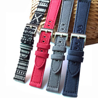 Bracelet de montre intelligente combiné cuir toile tissu pour femme à la mode Design personnalisé Bracelet de montre intelligente pour dames pour Samsung Garmin