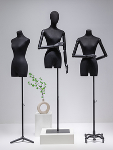 Maniquí de Exhibición de Ropa al por Mayor, Negro, de Medio Cuerpo, de Lino, para Tienda de Ropa - Product Image 3