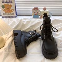 Nouvelles Arrivées : Bottines Coréennes en Cuir pour Femme, à Lacets, Talon Carré 3-5 cm, Boucle, Doublure Polaire, Bout en Caoutchouc
