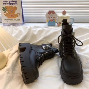 New Arrivals Women's Korean Leather Lace-up Ankle & Bootie <b>Boots</b> High Chunky Heel Fashion Designer Winter - Product Image 2