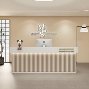 Banco Reception Moderno In Legno E Acciaio - Per Hotel, Negozio, Salone O Ufficio