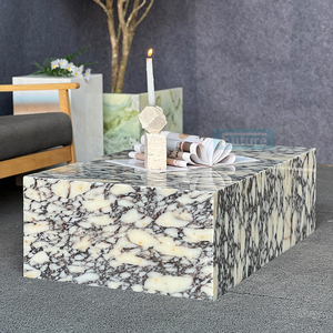 โต๊ะกาแฟหินอ่อนสไตล์อิตาลีโต๊ะน้ำชาสำหรับห้องนั่งเล่นวิลล่าของตกแต่งทันสมัยหรูหรา - Product Image 3