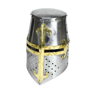 Casco Templario de Armadura Medieval Hecho a Mano, Casco de Cruzado, Recreación Histórica Antigua, Metal de Acero Dulce con Acabado Pulido - Product Image 1