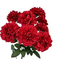 Bouquet de fleurs artificielles Dahlia, 9 têtes, fausses fleurs pour mariage, événement, décoration florale pour la maison