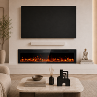 Insert de cheminée électrique moderne 3D à flamme de cristal couleur personnalisée, 68 pouces, avec écran tactile et télécommande, pour intérieur
