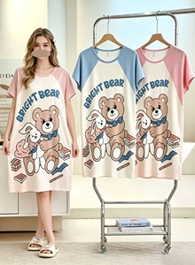 Pijamas <span class=keywords><strong>de</strong></span> Verano Holgados para Embarazadas al por Mayor OEM, Manga Corta, Estampados, Falda Larga, Lindos Dibujos Animados, Ropa <span class=keywords><strong>de</strong></span> Dormir para el Hogar, Tallas Grandes - Product Image 4