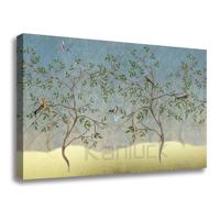 Peintures décoratives en toile de style chinois neutre, Art mural oiseaux sur l'arbre