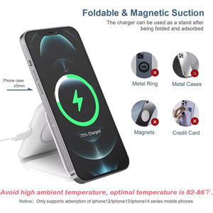 Chargeur sans fil pliable 3 en 1 pour iPhone, chargeur sans fil magnétique rapide, compatible avec les téléphones portables, chargeur sans fil rapide - Product Image 3