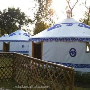Yurt Lều Mùa Hè Lều Mông Cổ Hỗn Hợp Hai Phòng Ngủ & Một Phòng Khách YURT 50m2 Vải Bạt Mông Cổ Bằng Tre Nhôm PVC 12-50m2
