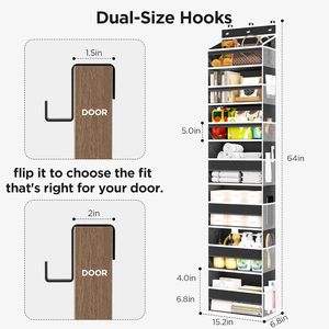 Over The Door Organizer 7 Tier Hanging <b>Storage</b> With Large Pockets Behind Door Closet Organizers For Neatening - Product Image 3