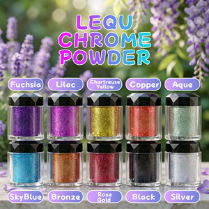 Polvo Cromado LEQU Happy And Fun, 10 Colores, Efecto Espejo Mágico, Pigmento para Arte de Uñas y Manualidades con Resina - Product Image 1