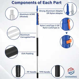 Offres Spéciales poignée extensible télescopique de tige de poteaux de nettoyage de vitres légères très utilisées longue - Product Image 4