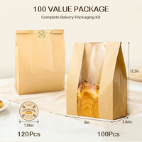 Kit Personnalisé de Sacs à Pain et Autocollants, Sacs à Pain en Papier Kraft Tendance, 100 Sacs d'Emballage avec 120 Autocollants