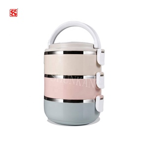 Hot Bán Nhiều Lớp Thép Không Gỉ Vòng Hộp Ăn Trưa Nhựa Bên Ngoài Leakproof Kid <span class=keywords><strong>Container</strong></span> Thực Phẩm - Product Image 1