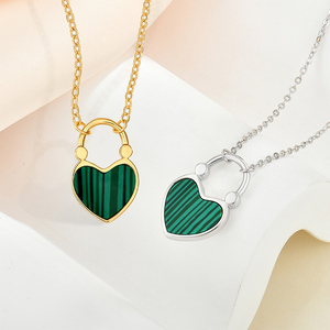 Colgante <span class=keywords><strong>de</strong></span> piedras preciosas <span class=keywords><strong>de</strong></span> plata 925, joyería personalizada <span class=keywords><strong>de</strong></span> alta calidad, malaquita sintética en forma <span class=keywords><strong>de</strong></span> corazón, <span class=keywords><strong>amor</strong></span>, <span class=keywords><strong>amistad</strong></span>, collar para mujer - Product Image 5