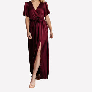 Abiti da <span class=keywords><strong>damigella</strong></span> d'onore eleganti con scollo a v e maniche svolazzanti <span class=keywords><strong>verde</strong></span> oliva - Product Image 3