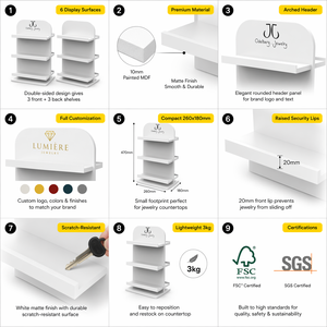 Espositore <span class=keywords><strong>per</strong></span> Gioielli in MDF Verniciato a Doppia Faccia, Porta Orecchini a 3 Livelli da Banco, Logo Personalizzato <span class=keywords><strong>per</strong></span> Boutique e Negozi al Dettaglio - Product Image 4