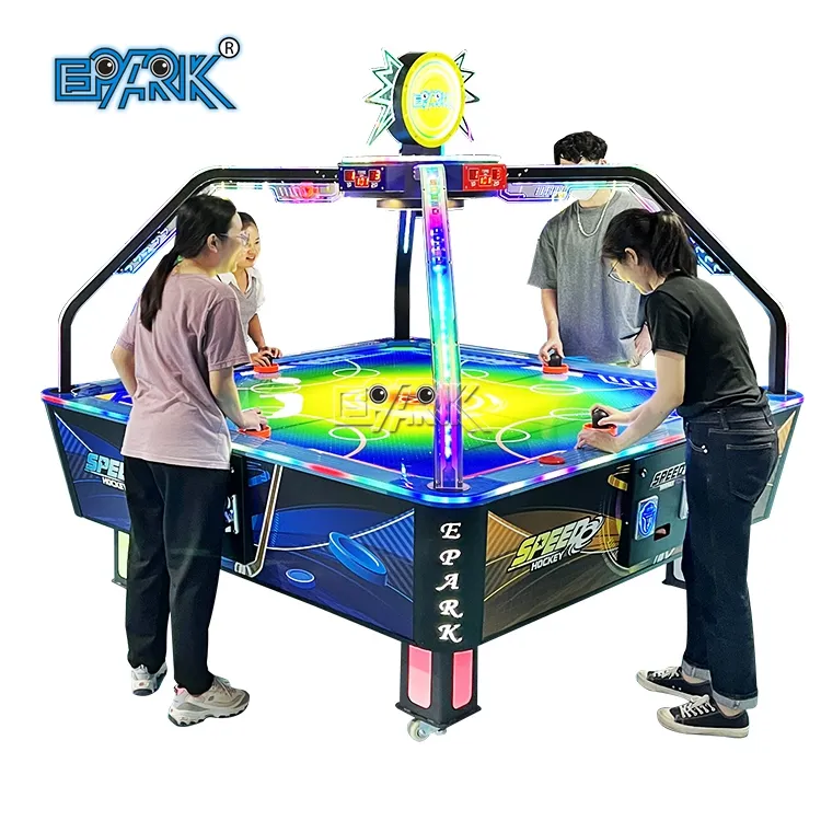 Eğlence parkı spor oyun makinesi sikke işletilen Arcade oyunu 4 oyuncu hava hokeyi masa